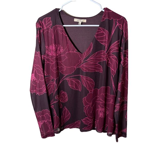 Les Serein Tops - Les Serein Blouse Women's XL V-Neck Floral Long Sleeve Casual Top Shirt